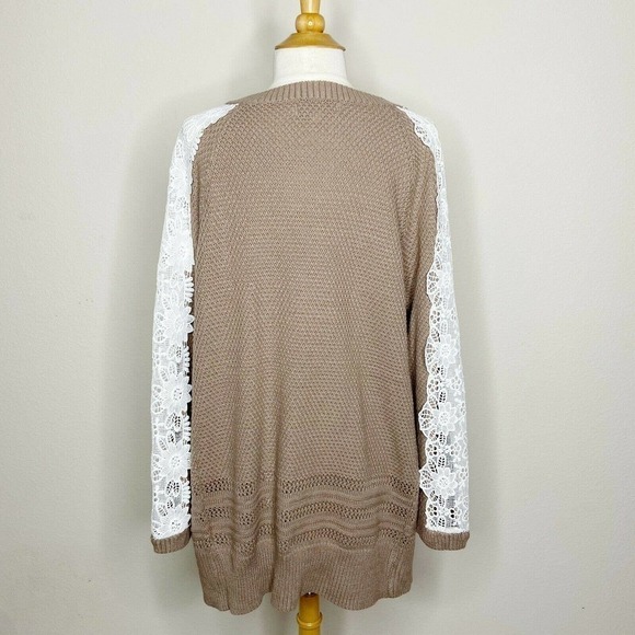 Listicle Lace Panel Sleeve Detail Cardigan - Picture 7 of 9